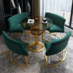 طاولة دائرية زجاجية مع 4 كراسي