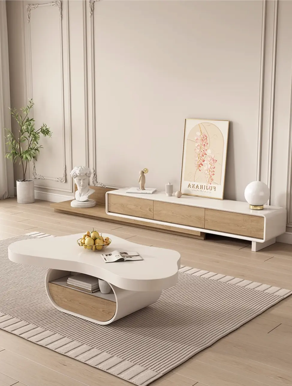 طاولة-قهوة-طاولة-تلفزيون طاولة قهوة وطاولة تلفزيون خشبي